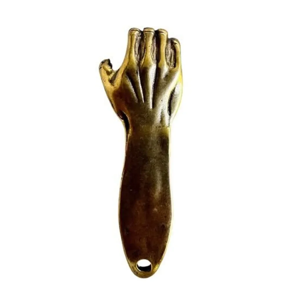 Solid brass arm/hand bottle opener key chain charm